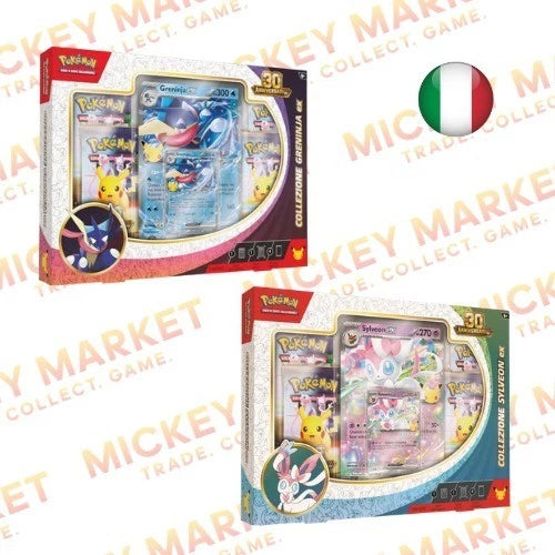 Mickey Market Bundle Collezione Greninja-ex & Sylveon-ex Pokemon 30th Anniversario ITA Italiano 
