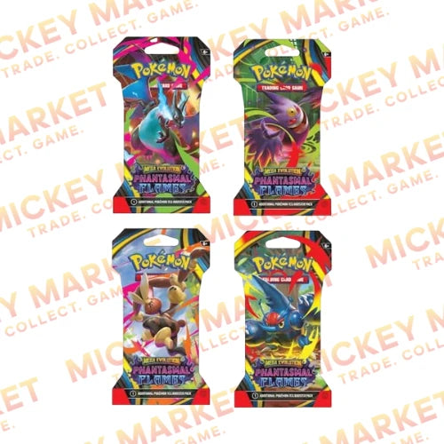 Mickey Market Sleeved Artset 4x Paper Booster Pack Fiamme Spettrali Pokemon ENG Inglese